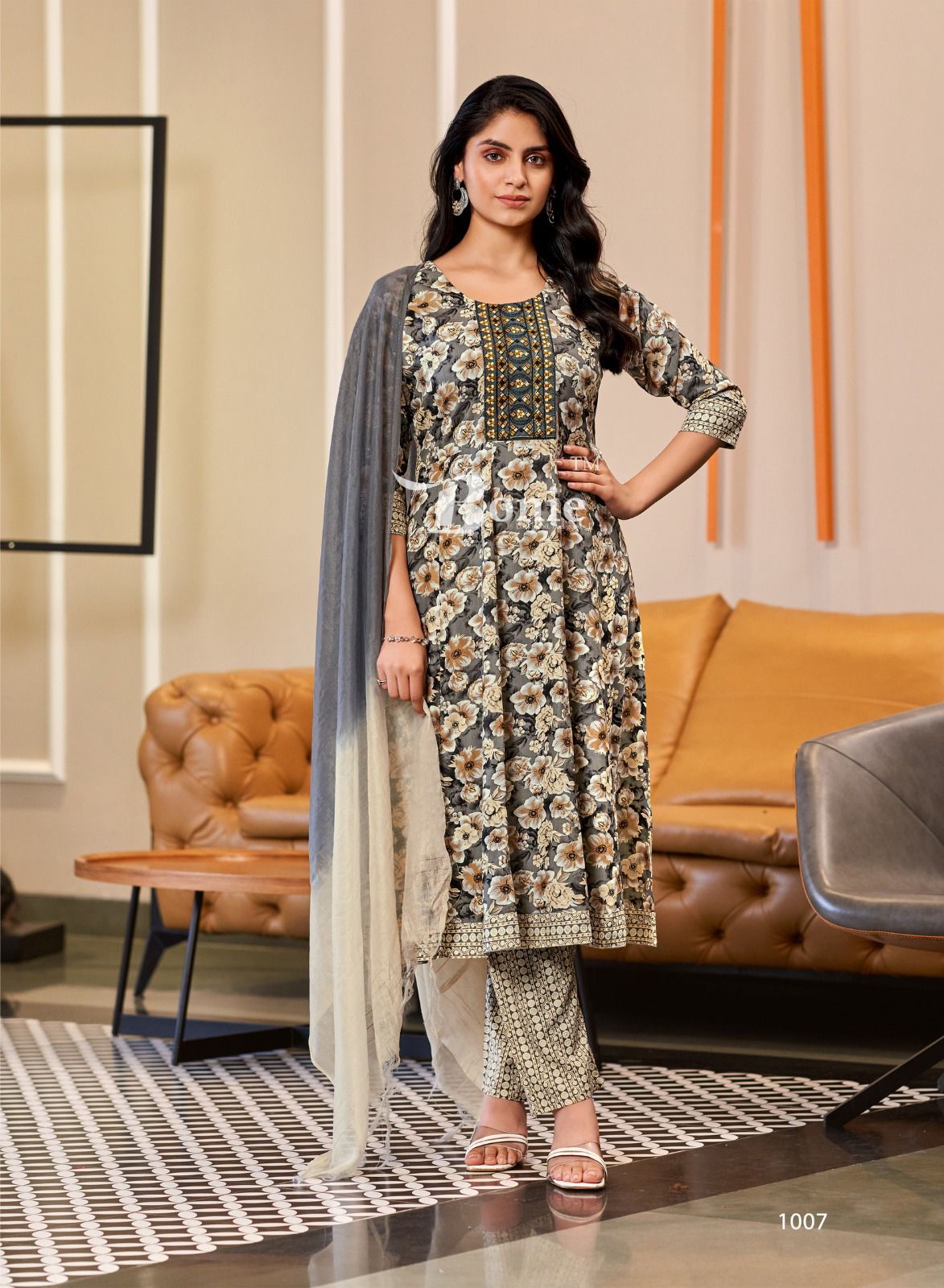 Tanvi By Bonie Rayon Printed Anarkali Kurti With Bottom Dupatta Wholesale Shop In Surat

